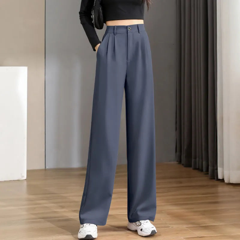 Calças casuais finas moda coreana tendência feminina