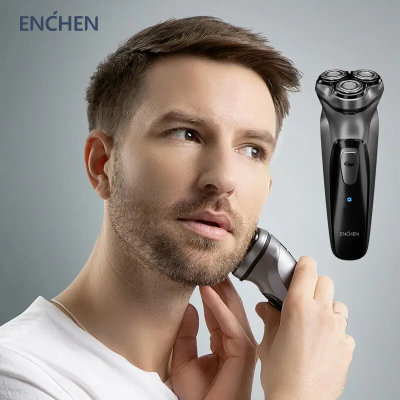 Barbeador elétrico rotativo para homens 3d lâmina